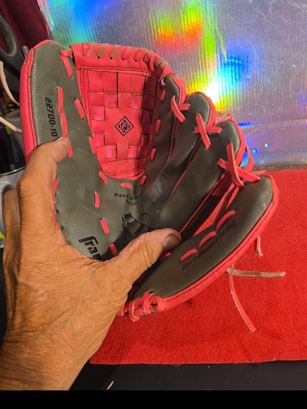 090226 Franklin 22700 Contour Fit Pink/Gray Fielding Glove Right Hand Throw 10.5 - Picture 3 of 4